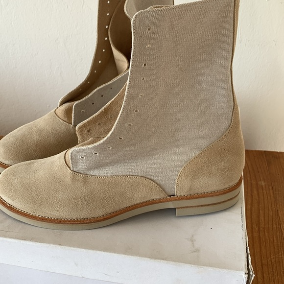 MM6 Maison Martin Margiela Suede Canvas Lace up Boots - NO LACES - size 39.5 - Picture 5 of 10